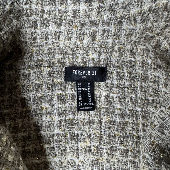 Forever 21 Metallic Bouclé Frayed Shirt Y2K Button-Up – Size M - Picture 9 of 13